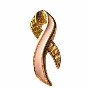 Avon  Gold and Pink breast cancer awareness Ribbon Brooch